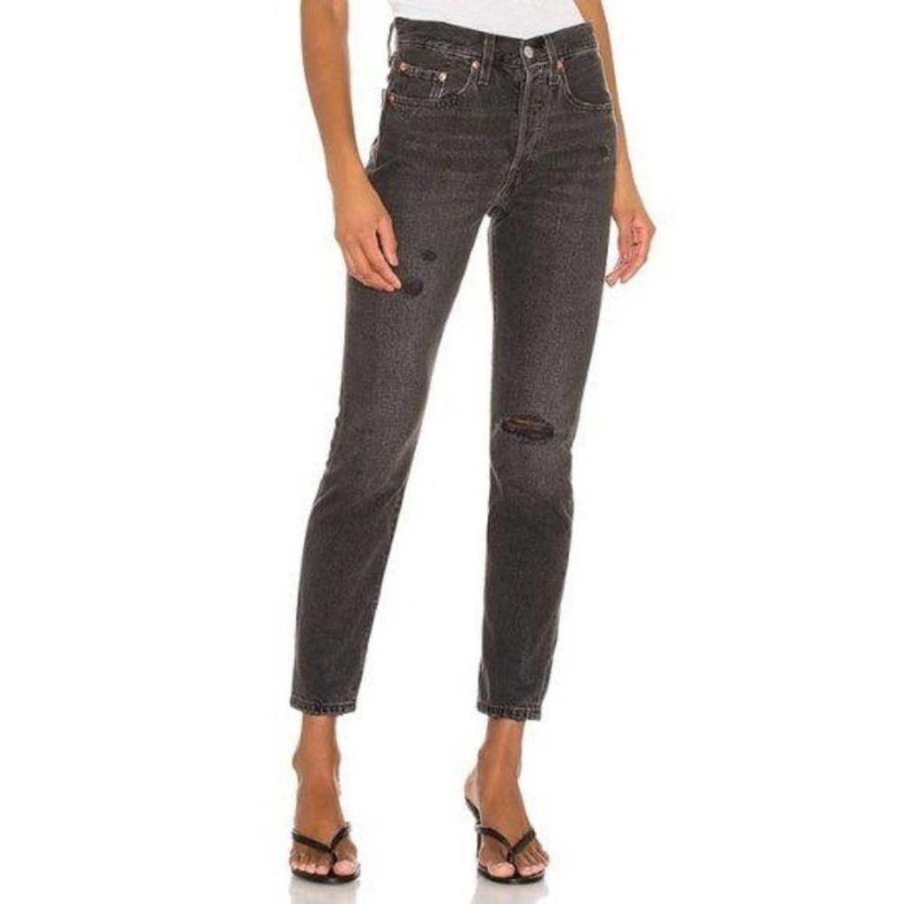 Levi's Jeans 501 Black Distressed Denim High Rise